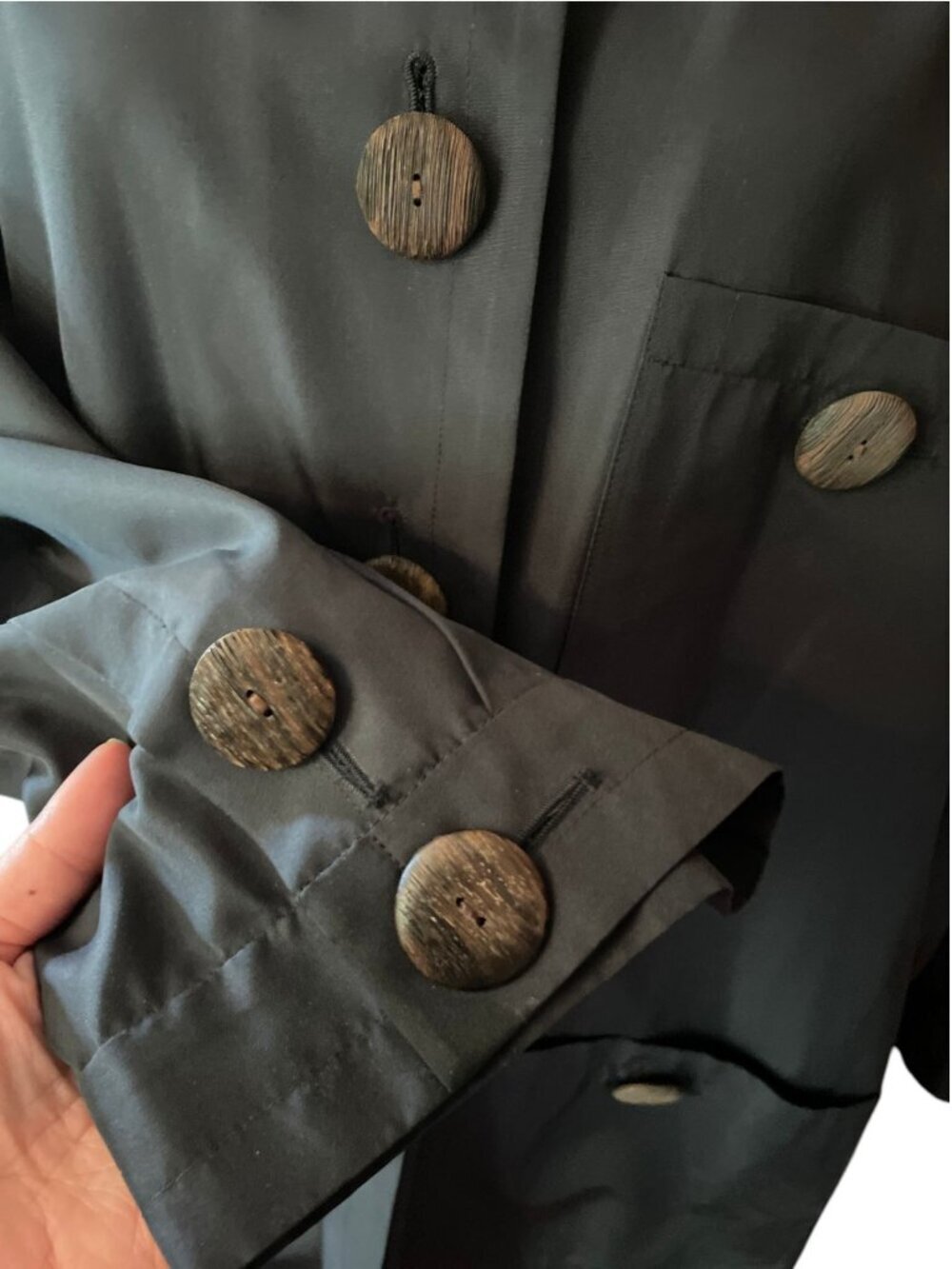 Vintage Yves Saint Laurent Black Silk Smock Jacket 1990s Couture Oversized SZ L - Picture 6 of 15